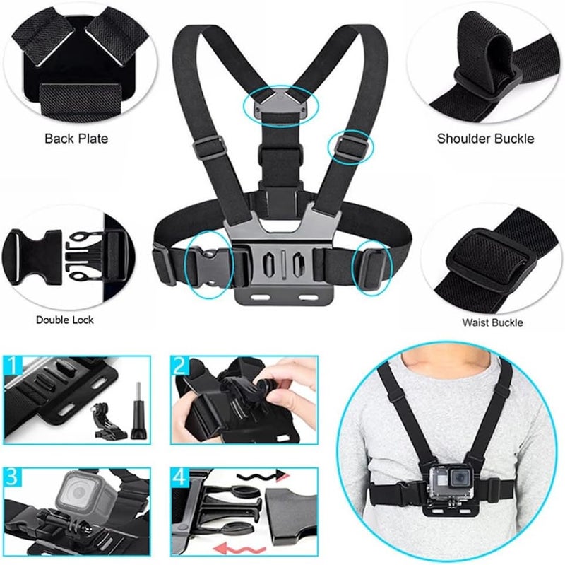 Reflex Camera 19-in-1 Action Camera Accessories Kit Compatible with GoPro Hero 13, 9-12, DJI Osmo Action 2, 3, 4, Pro 5, Insta360 Ace Pro/Ace Pro 2 and Other Sports Cameras & Durable Case - Image 2